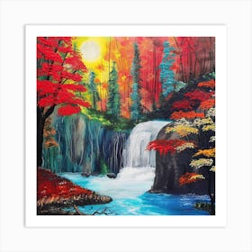 Autumn Waterfall Art Print