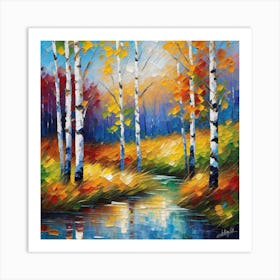 Birch Trees In Autumn 16 Art Print