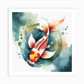 Koi Fish watercolour Art Print