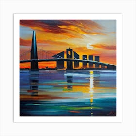 Sunset Over The Bridge Art Print