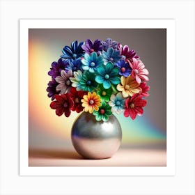 Multicolored Flowers In A Vase Art Print