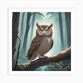 Owl In The Forest 28 Art Print