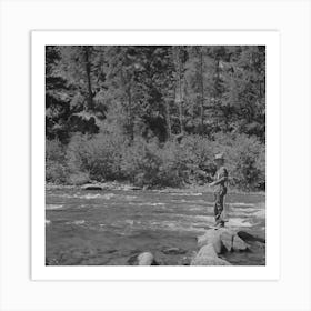 Untitled Photo, Possibly Related To Custer County, Idaho, Fishing In The Salmon River By Russell Lee 2 Art Print