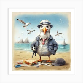 Seagull On The Beach 15 Art Print