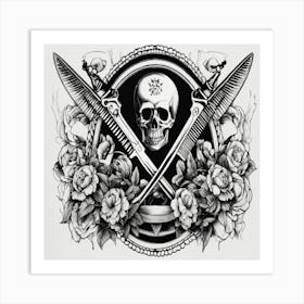 Skull And Swords Art Print