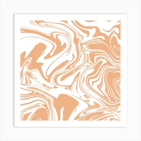 Liquid Contemporary Abstract Beige and White Swirls -Tan Retro Liquid Marble Swirl Lava Lamp Art Print