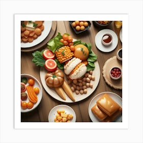 Table Full Of Food Art Print