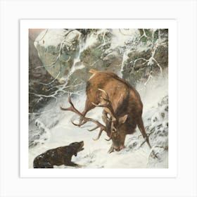 Stag And Dog 1 Art Print