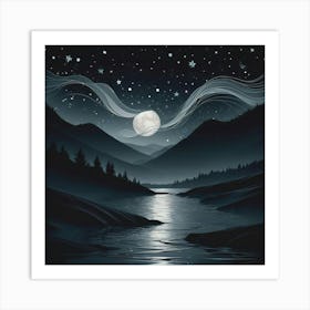 Night In The Mountains Canvas Art Art Print