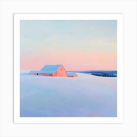 Farm In The Snow Art Print