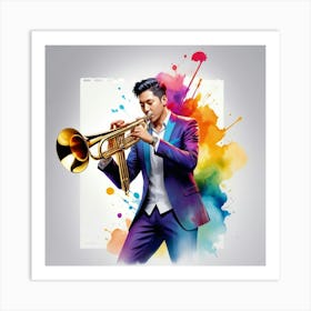 Jazz Musician Playing Trumpet Art Print