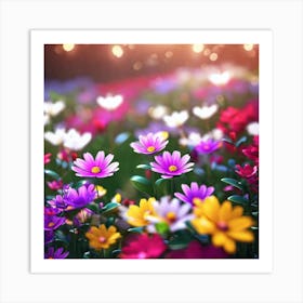 Flowers In A Field Art Print