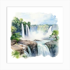 Watercolor Waterfalls 1 Art Print