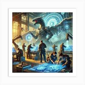 A Dynamic Scene Showing The Engineers And Technici Art Print