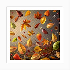 Autumn Leaves Falling Through The Air Art Print