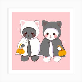 trick or treat - cute halloween cats 1 Art Print