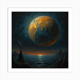 Earth At Night Art Print