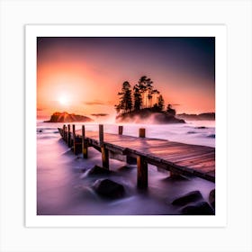 Pier At Sunset Art Print