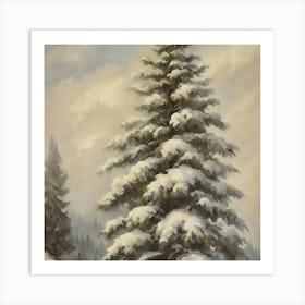 Snowy Pines Art Print