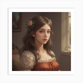 Flower loving girl Art Print