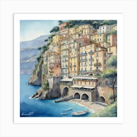 Sorrento Italy Blue Drawing Art Print 2 1 Art Print