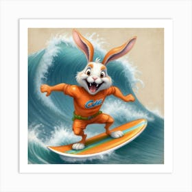 Bunny Surfboard 11 Art Print