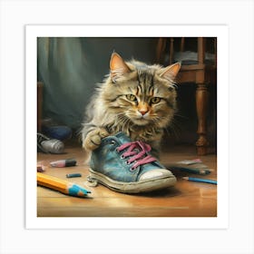 Cat In Sneakers 2 Art Print