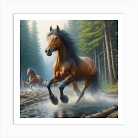 Horses In The Woods Art Print