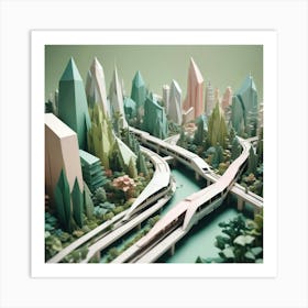 Origami City Art Print