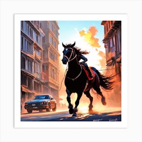 Woman Riding A Horse 5 Art Print