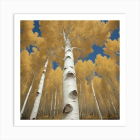 Bigtooth Aspen Vintage Autumn Tree Print Art Print 2 Art Print