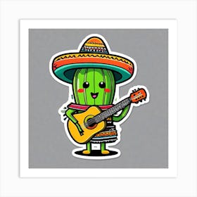 Cactus Playing Guitar Art Print