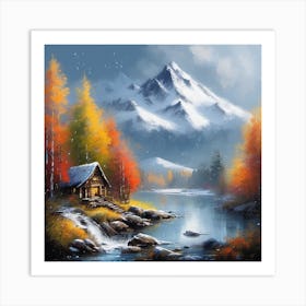 Cabin By The Lake 1 Art Print