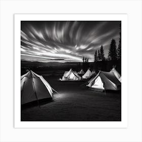 Tents At Night Art Print