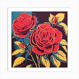 Rose 1 Pop Art Illustration Square Art Print