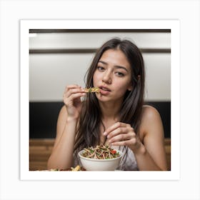 Young Woman Eating Food Art Print