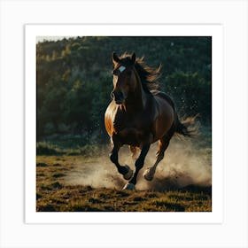 Horse Galloping In The Field 3 Art Print