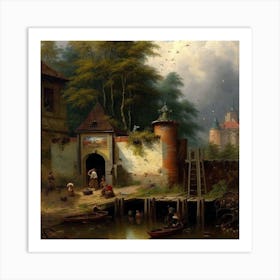 Castle By The Water Art Print