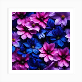 Purple And Blue Flowers 4 Art Print