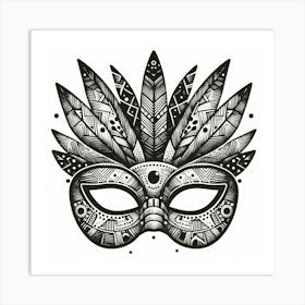 Mask With Feathers Art Print