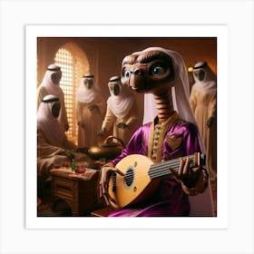 Alien Playing A Lute Art Print