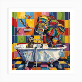 Elephant In The Bath 5 Art Print