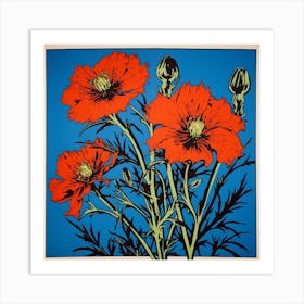 Love In A Mist Nigella 4 Pop Art Illustration Square Art Print