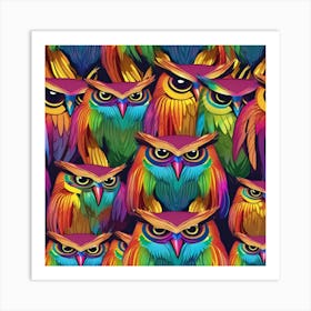 Colorful Owls Art Print