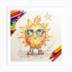 Sun With Sunglasses Art Print