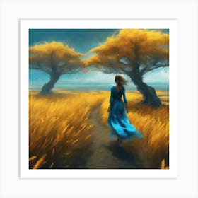 Serenity In Motion Ethereal Fields And Majestic Seascapes Photorealistic Art In Graceful Harmony (7) Art Print