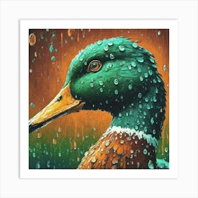 Duck In Rain Art Print