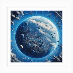 Futuristic Earth In Space Art Print