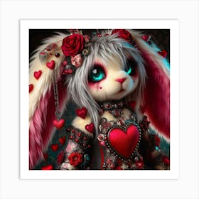 Valentine Bunny With hearts Art Print