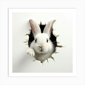 Rabbit Peeking Through A Hole 1 Art Print